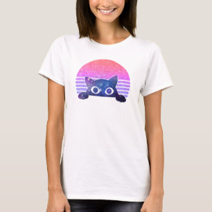 Retro Peeking Cute Cat T-Shirt