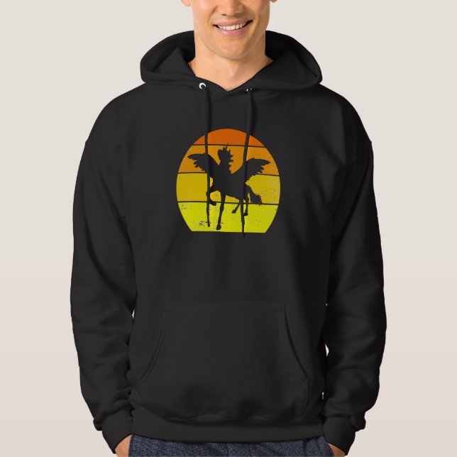 Retro Pegasus Vintage Pegasus Silhouette Animal    Hoodie (Front)