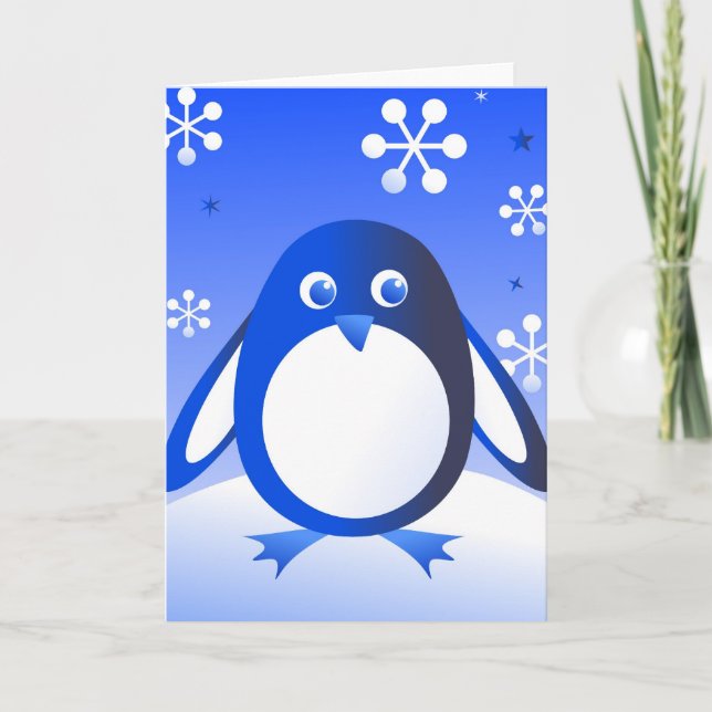 Retro Penguin Holiday Card (Front)
