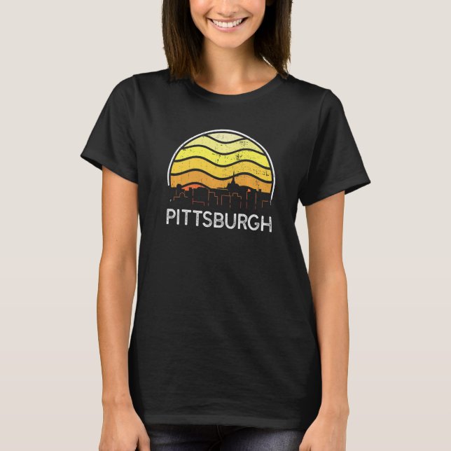 Retro Pennsylvania Pittsburgh Visitors Skyline Vin T-Shirt (Front)