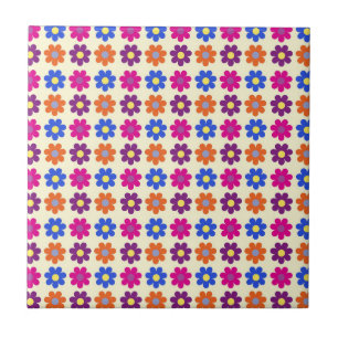 Retro Penny Flowers Pattern Tile