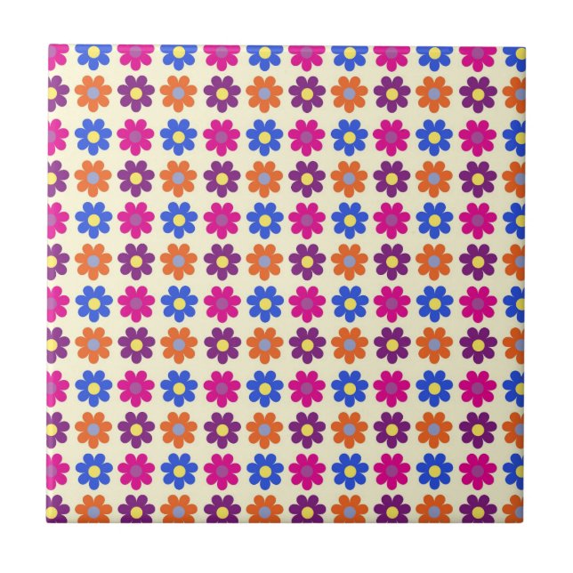 Retro Penny Flowers Pattern Tile (Front)