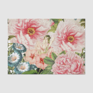 Retro Peony Flower Spring Floral Pattern Tissue Paper