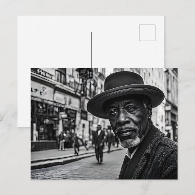 Retro people in street postcard (Front/Back)