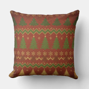 Retro Peppermint Swirl Christmas Throw Pillow