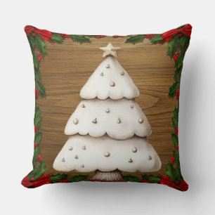Retro Peppermint Swirl Christmas Throw Pillow