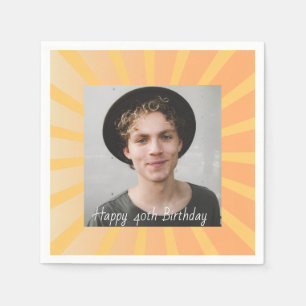 Retro Personalised 40th Birthday Photo  Napkin