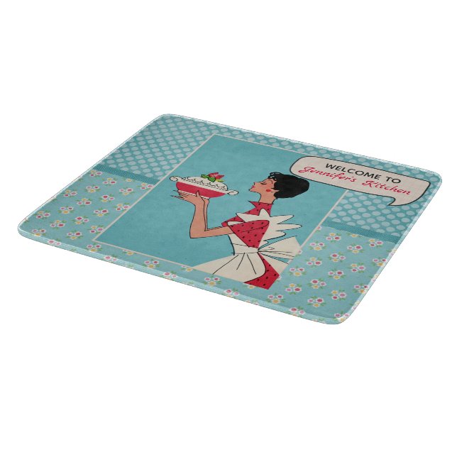 Retro Personalised -6x7 design Cutting Board (Corner)