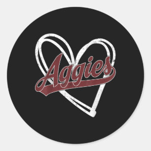 Retro Personalised Aggies-heart Men Women Kid _1 Classic Round Sticker
