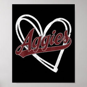 Retro Personalised Aggies-heart Men Women Kid _1  Poster