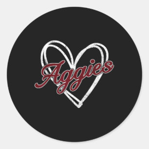Retro Personalised Aggies-heart Men Women Kid _2 Classic Round Sticker