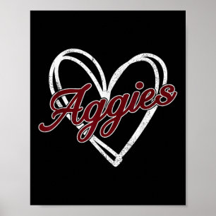 Retro Personalised Aggies-heart Men Women Kid _2  Poster