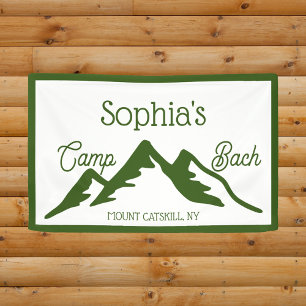 Retro Personalised Camp Bach Mountains Green Banner