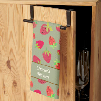 Retro Personalised Cute Mid-Century Strawberry Tea Towel