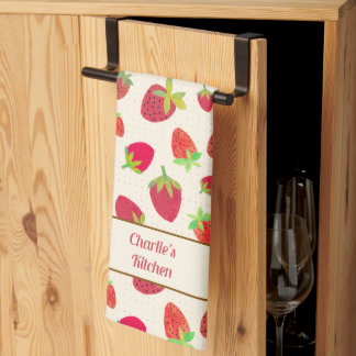 Retro Personalised Cute Mid-Century Strawberry Tea Towel