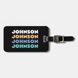Retro Personalised Family Name Horizontal Luggage Tag
