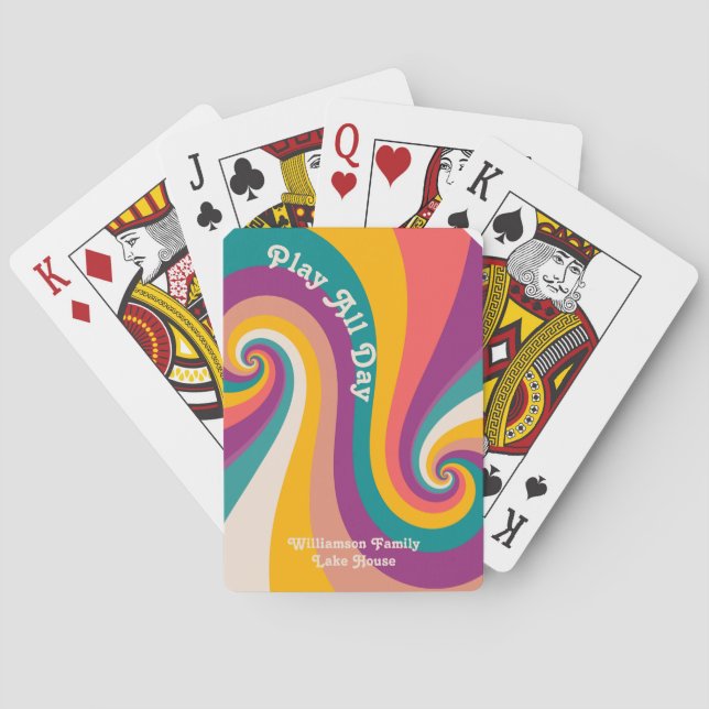 Retro Personalised Family Name Playing Cards (Back)