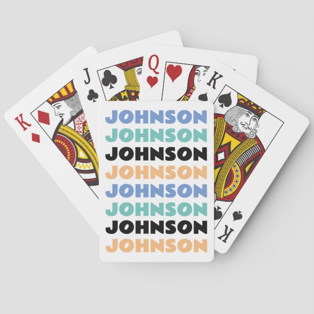 Retro Personalised Family Name Playing Cards (Back)