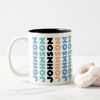 Retro Personalised Family Name Two-Tone Coffee Mug