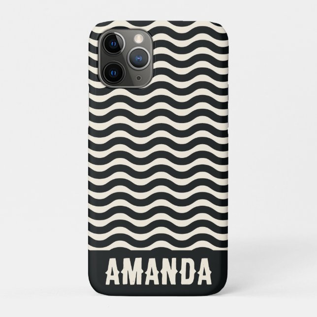 Retro Personalised Hippie Beach Stripes Black  Case-Mate iPhone Case (Back)