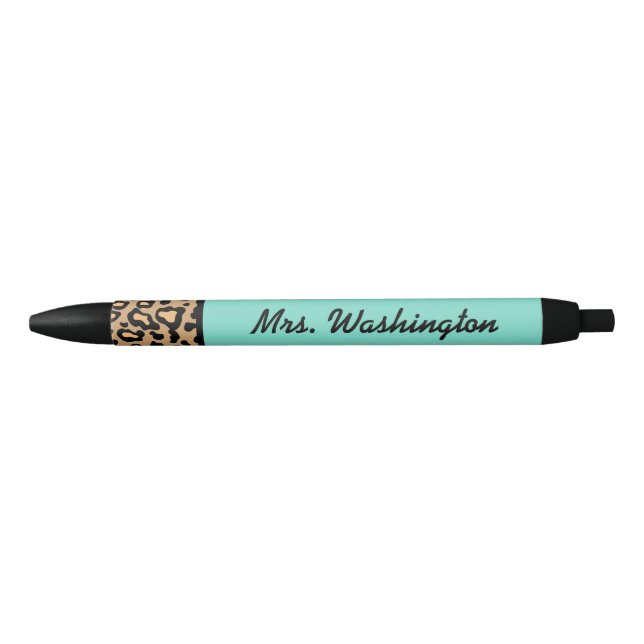 Retro Personalised Leopard Office Pens Gift (Front)