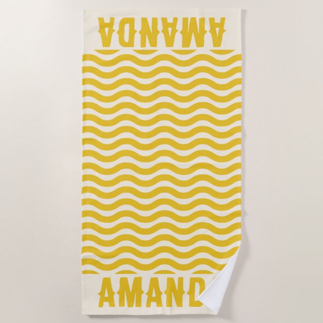 Retro Personalised matching summer vacation  Beach Towel (Front)