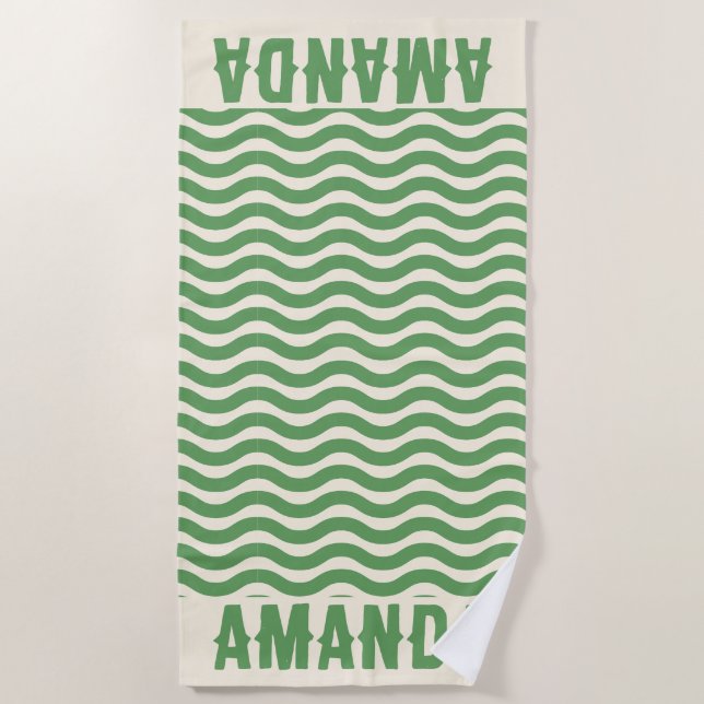 Retro Personalised matching summer vacation  Beach Towel (Front)