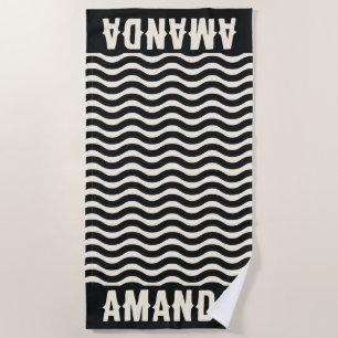 Retro Personalised matching summer vacation  Beach Towel