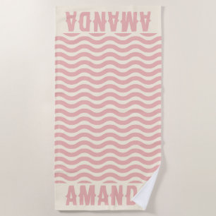 Retro Personalised matching summer vacation  Beach Towel