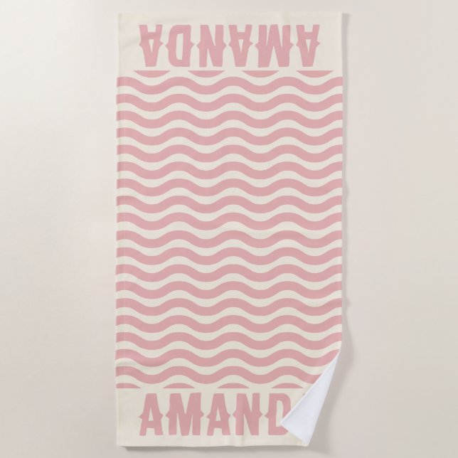 Retro Personalised matching summer vacation  Beach Towel (Front)