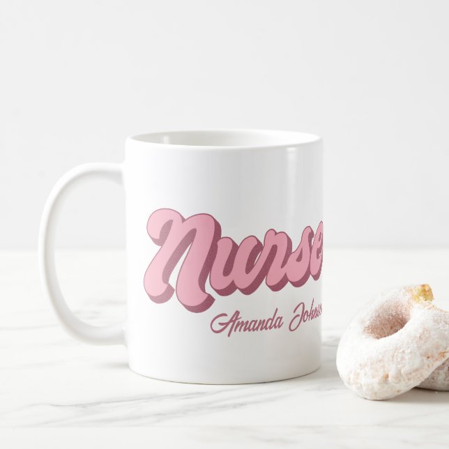 Retro Personalised Nurse Mug (With Donut)