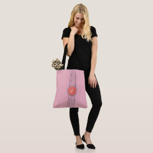 Retro Personalised Pink and Coral Red Tote Bag