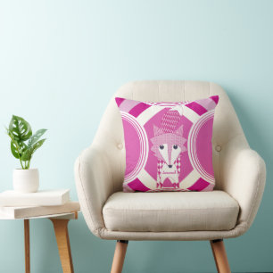 Retro Personalised Pink Fox Pillow