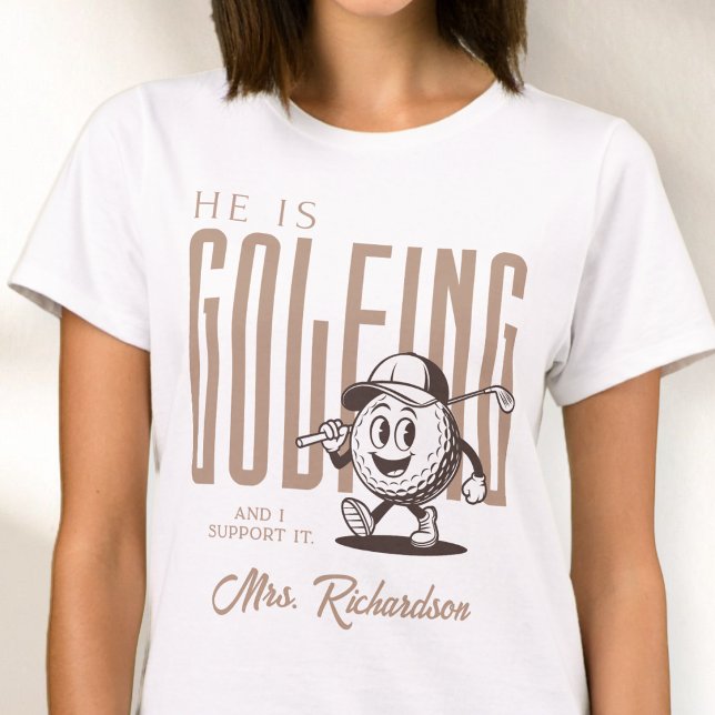 Retro Personalised Script Mrs Brown Fun Golf Wife T-Shirt (Retro Personalized Script Mrs Brown Fun Golf Wife T-Shirt)