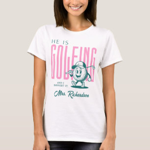 Retro Personalised Script Mrs Pink Funny Golf Wife T-Shirt
