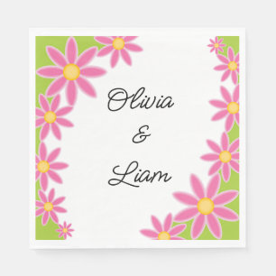 Retro personalised wedding napkins