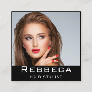 Retro Personalize Photo Hairdresser Square Business Card