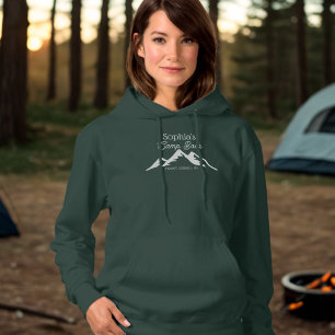 Retro Personalized Camp Bach Mountains Green Hoodie