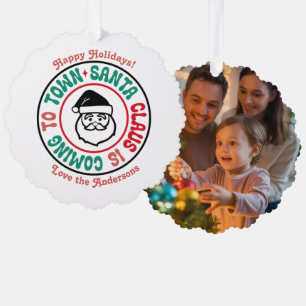 Retro Personalized Christmas Keepsake Photo Tree Decoration Card