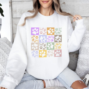 Retro Pet Paw Chequered Pattern Sweatshirt