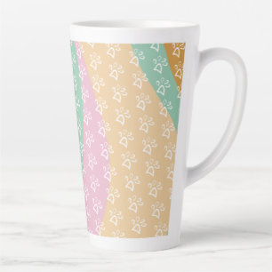 Retro Pet Paw Print Marble Groovy    Latte Mug