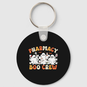 Retro Pharmacy Boo Crew Ghost Pharmacist Tech Hall Key Ring