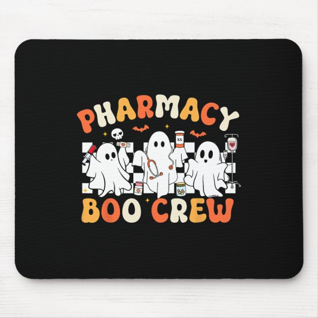 Retro Pharmacy Boo Crew Ghost Pharmacist Tech Hall Mouse Mat (Front)