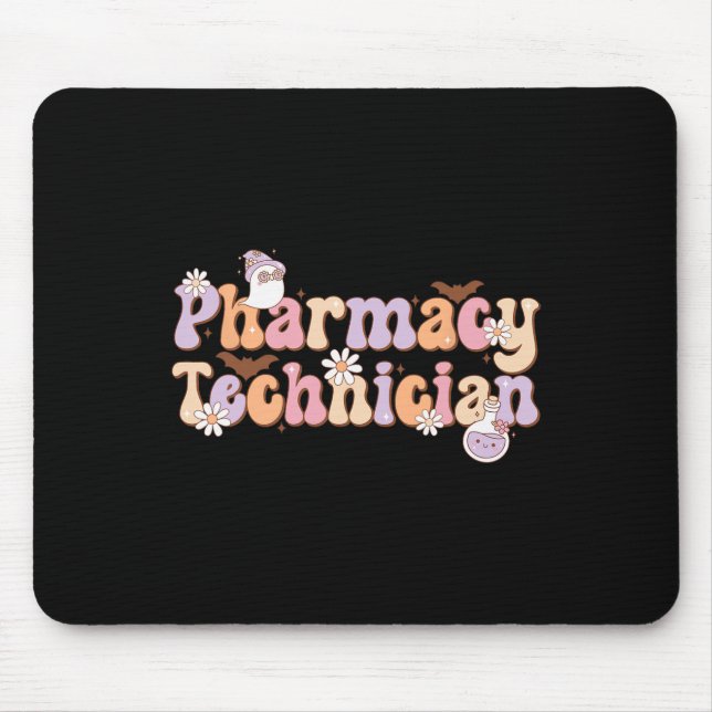 Retro Pharmacy Technician Halloween Spooky Pharmac Mouse Mat (Front)