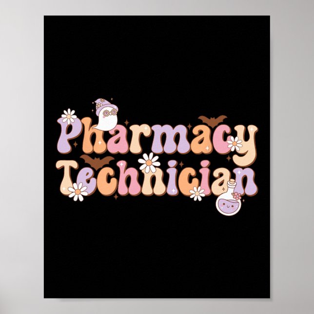 Retro Pharmacy Technician Halloween Spooky Pharmac Poster (Front)