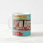 Retro Philadelphia Greeting Mug<br><div class="desc">Stunning retro postcard greeting from Philadelphia, Pennsylvania repurposed!</div>