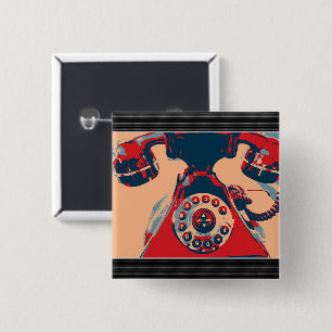 Retro Phone 15 Cm Square Badge