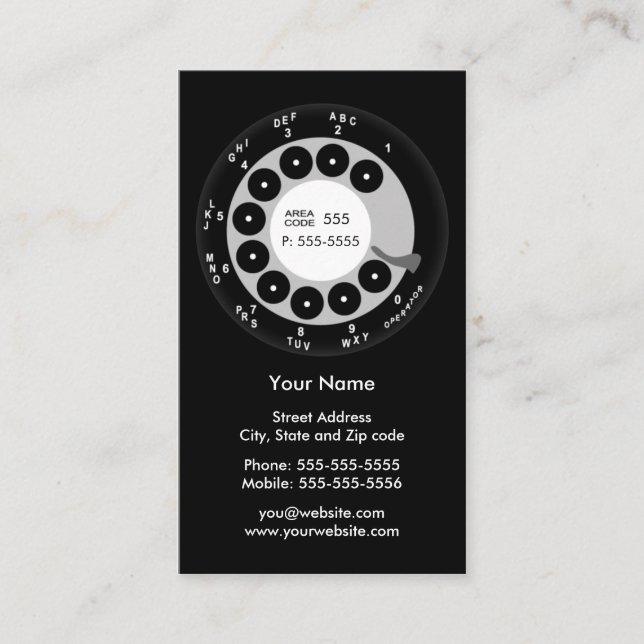 Retro Phone Black & White Business/Profile Card (Front)