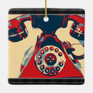 Retro Phone Ceramic Ornament