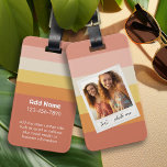 Retro Photo Border with Colourful Coral Stripes Luggage Tag<br><div class="desc">Add custom text and photo - A perfect template for a sunny vacation. Add a picture to this retro frame and custom text and date to make a perfect memento.</div>